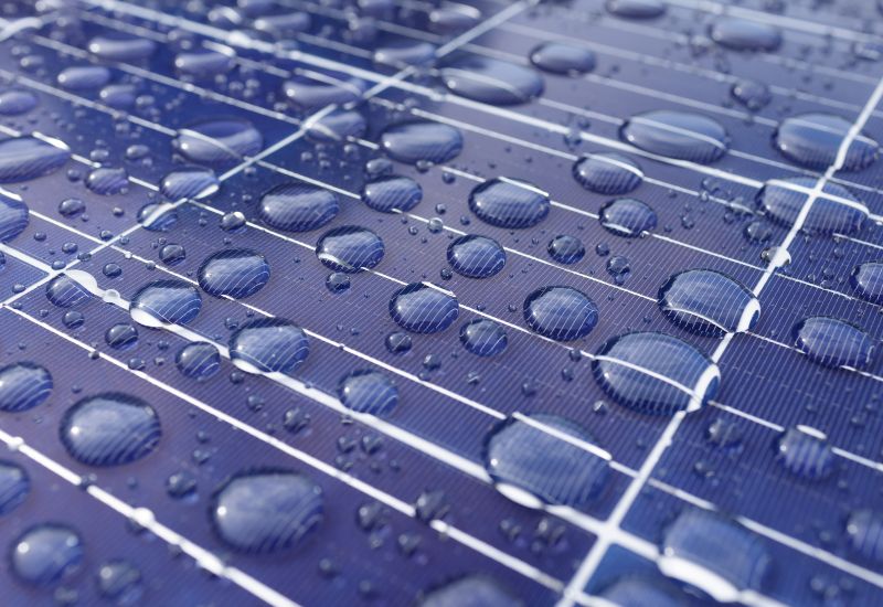 Rainwater on solar panel