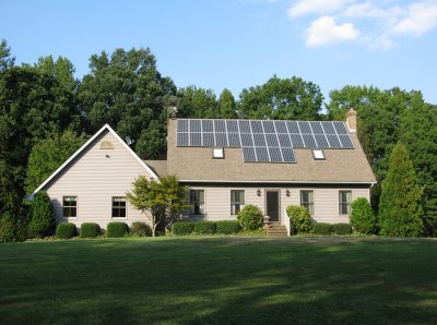 Solar panel installed on house roof