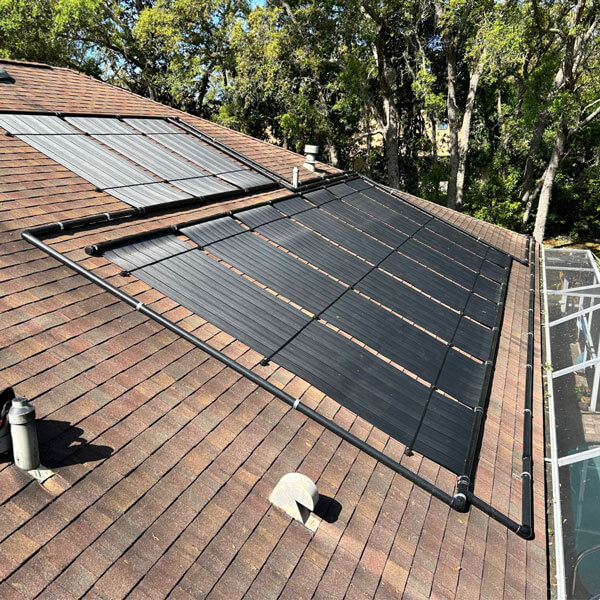 solar panel pool system on shingle roof