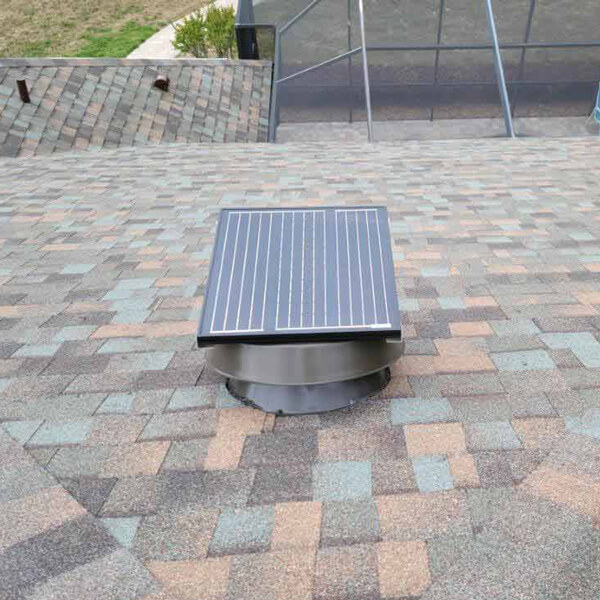 solar attic fan overlooking pool